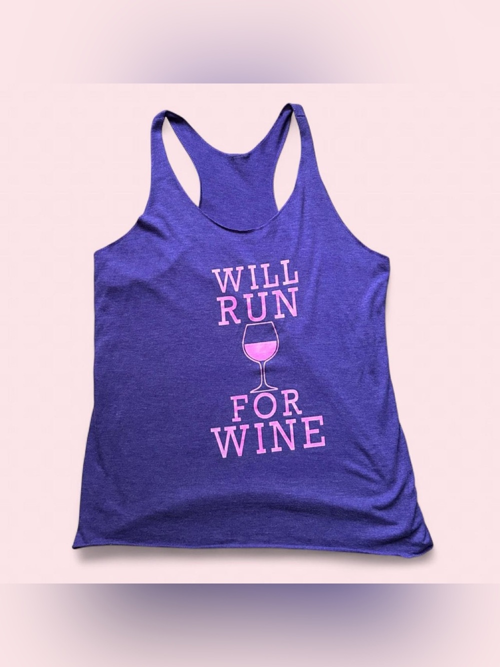 💜🩷Will Run For Wine Racerback Tank Top - Purple💜🩷